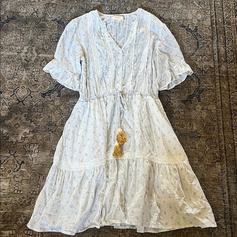 Isabella Sinclair Bandera Ruffled Tunic Dress White Tussel Dress Small